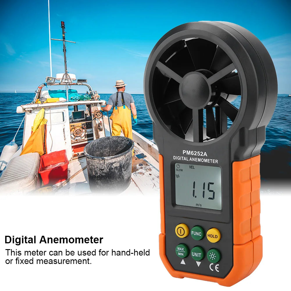 Handheld Digital Anemometer PEAKMETER PM6252A Wind Speed Meter Air