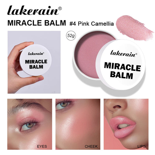 3 In 1 Solid Pearl Blush Cream Monochrome Woman Blush Paste Cheek Ulti-purpose For Eyes Lips Makeup Blush Stick Korean Cosmetics Peaceful Pleasures Health and Wellness 04 Pink Camellia