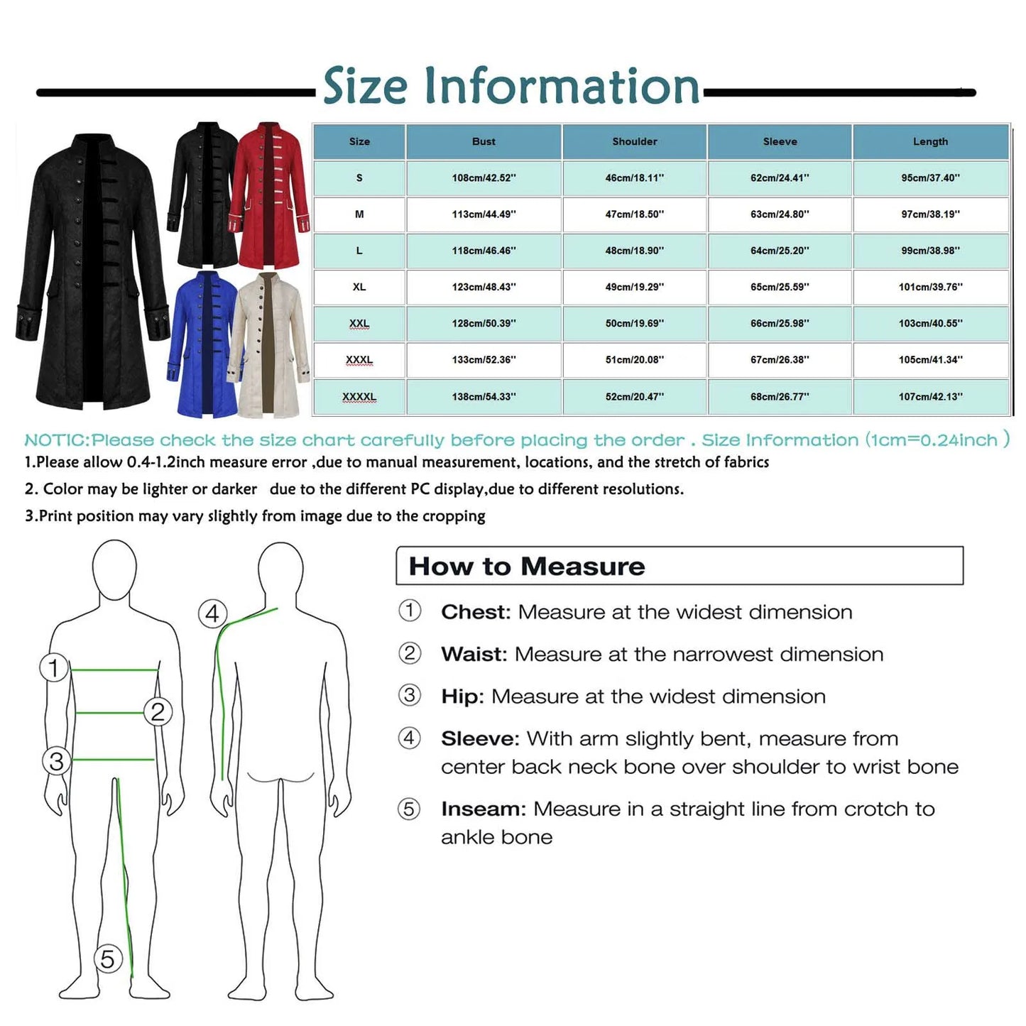 Men's Medieval Gothic Frock Coat | Victorian Renaissance LARP