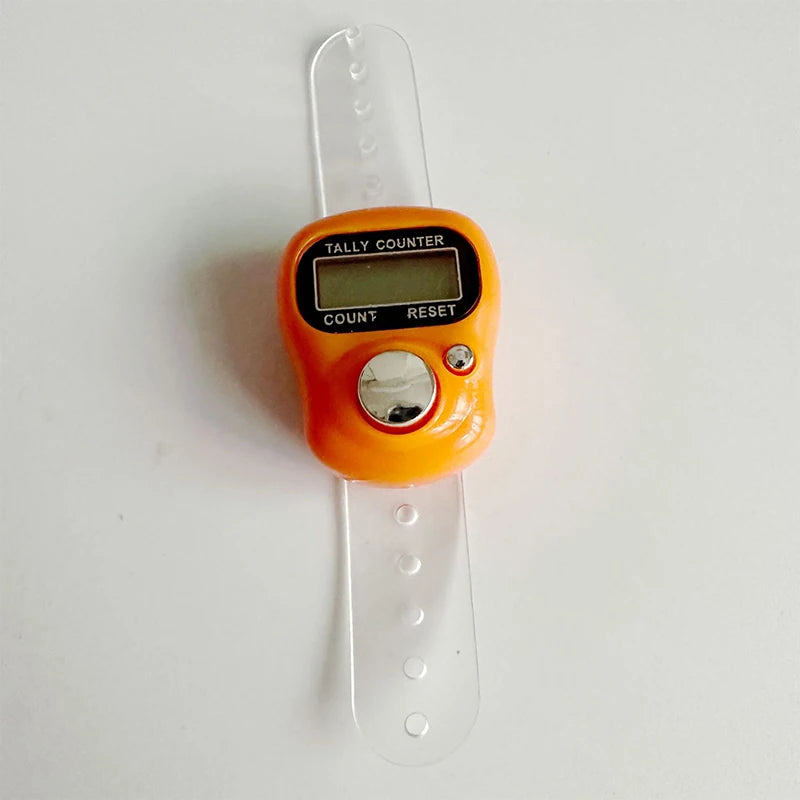 Versatile Mini Finger Counter Compass LED Electronic Handheld Tally Counter Clicker Counter Ring 0-99999 Peaceful Pleasures Health and Wellness orange
