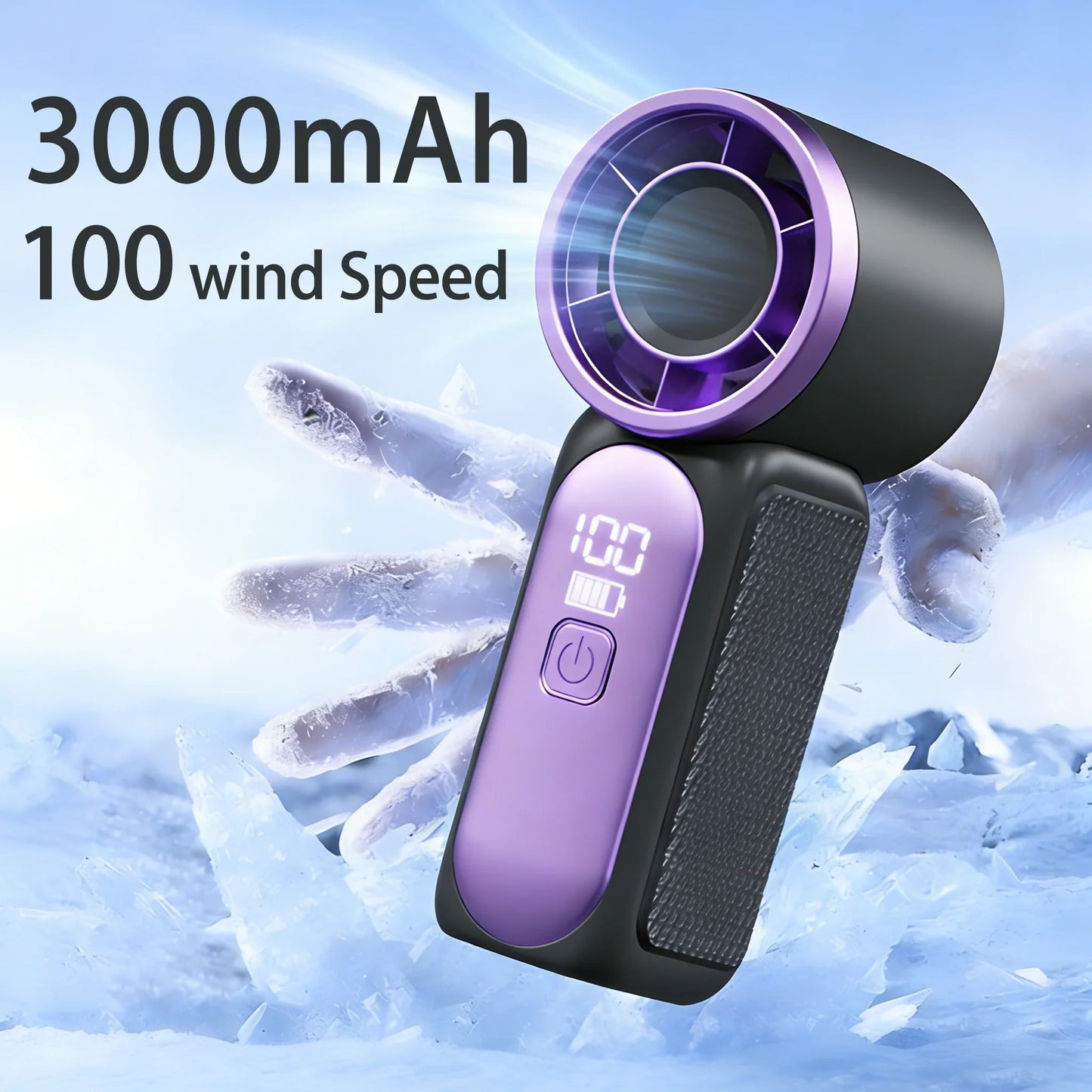 Turbo Mini Handheld Fan USB Rechargeable | 100-Speed Control