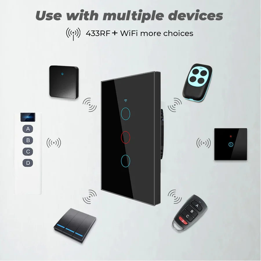 Tuya WiFi Smart Wall Switch 1/2/3 Gang No Neutral | Alexa