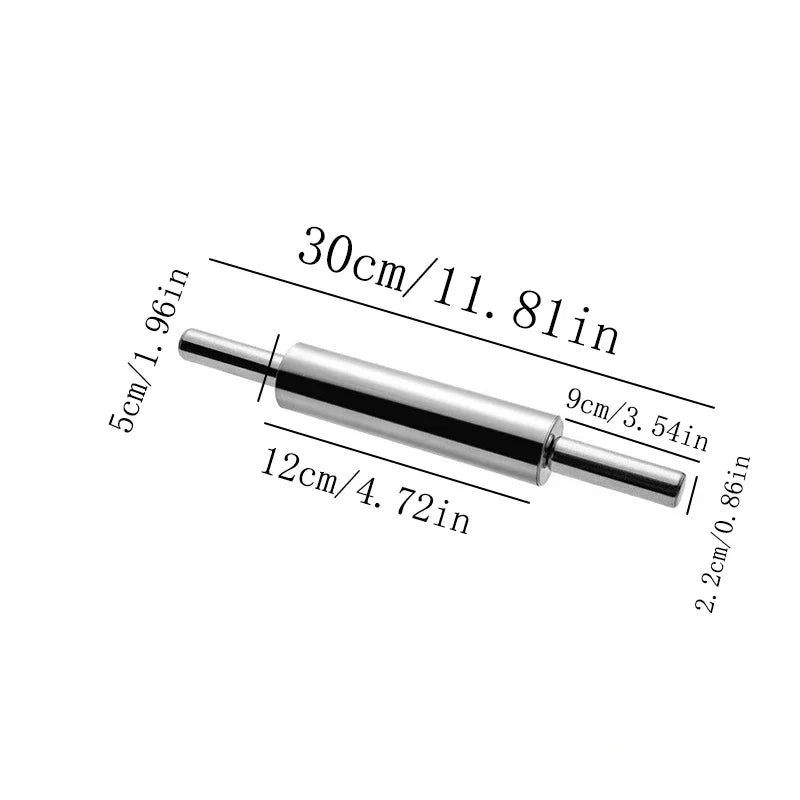 Stainless Steel Rolling Pin – Non-Stick, Heavy-Duty with Handle for Pizza, Bread, Dumplings & Pastry