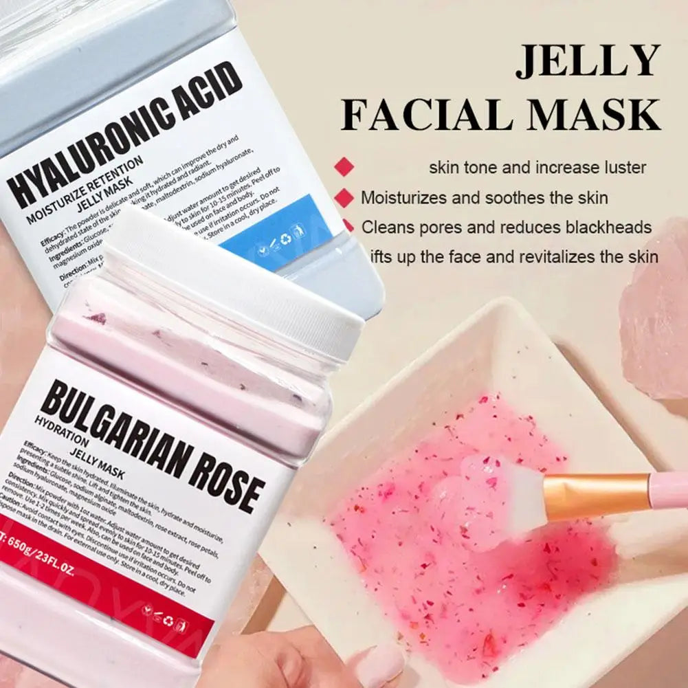 Gold Crystal Jelly Mask Powder 650g Deeply Hydrate and Fade Wrinkles Facial Treatment Glowing Beauty Salon Skincare Product Peaceful Pleasures Health and Wellness
