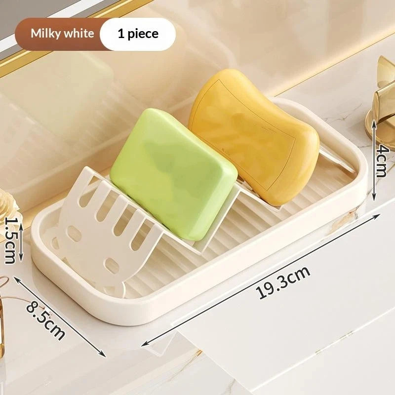 New Bathroom Countertop Soap Holder Soap Storage Draining Rack & Kitchen Sponge Storage Rack Durable Easy To Clean Organizer Peaceful Pleasures Health and Wellness 4 White