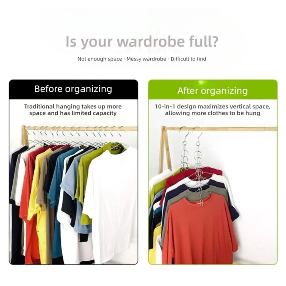 Foldable Multi-Hook Clothes Hanger | Space-Saving Closet Organizer