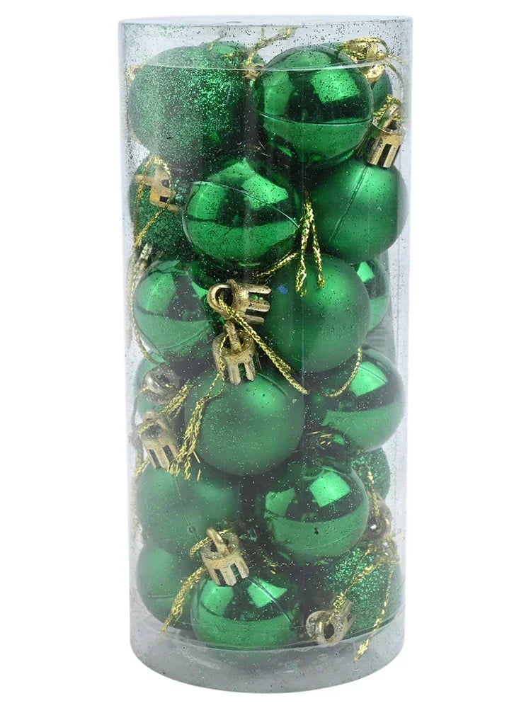 24-Pack 3cm Christmas Ball Ornaments – Shiny, Matte & Glitter