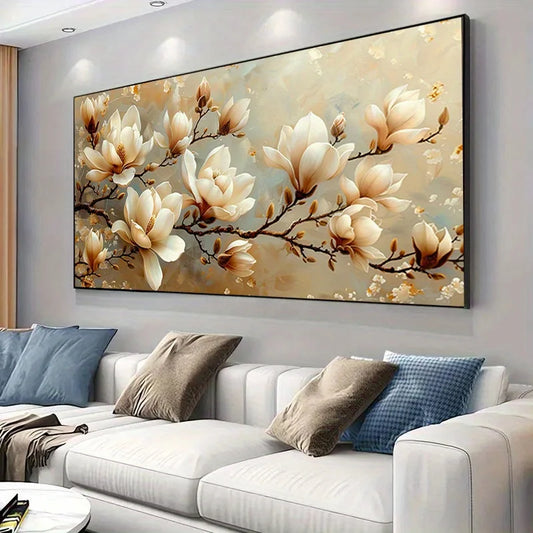 Magnolia Flowers Canvas Wall Art | Modern Floral Poster Unframed Canvas Wall Art Peaceful Pleasures Health and Wellness