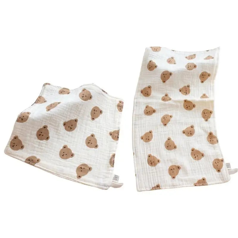 6-Layer Cotton Baby Nursing Towels | Soft Cartoon Face Cloths 2-Pack