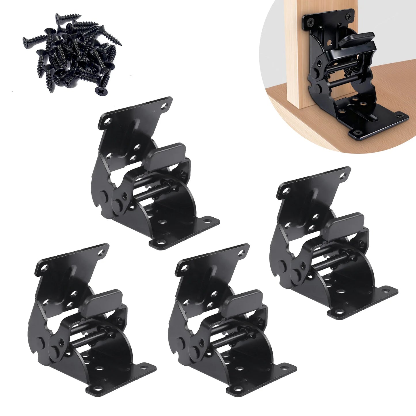 4-Pack Self-Locking Folding Hinges 180° Heavy Duty Table Brackets