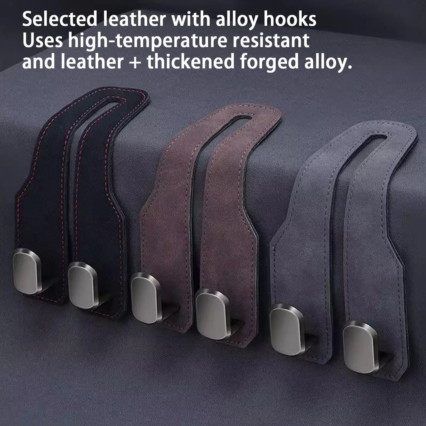 Car Headrest Hooks – PU Leather Back Seat Bag Hanger Organizer