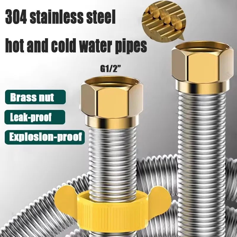 304 Stainless Steel Corrugated Hose 1/2" BSP | 20–200cm