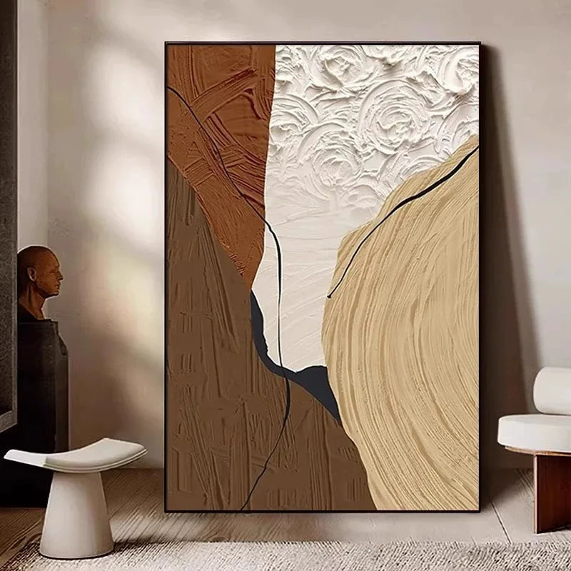 Nordic Modern Abstract Color Matching Thick Oil Handmade Oil Painting For Home Decoration Bedroom Dining Room Living Room Mural Peaceful Pleasures Health and Wellness