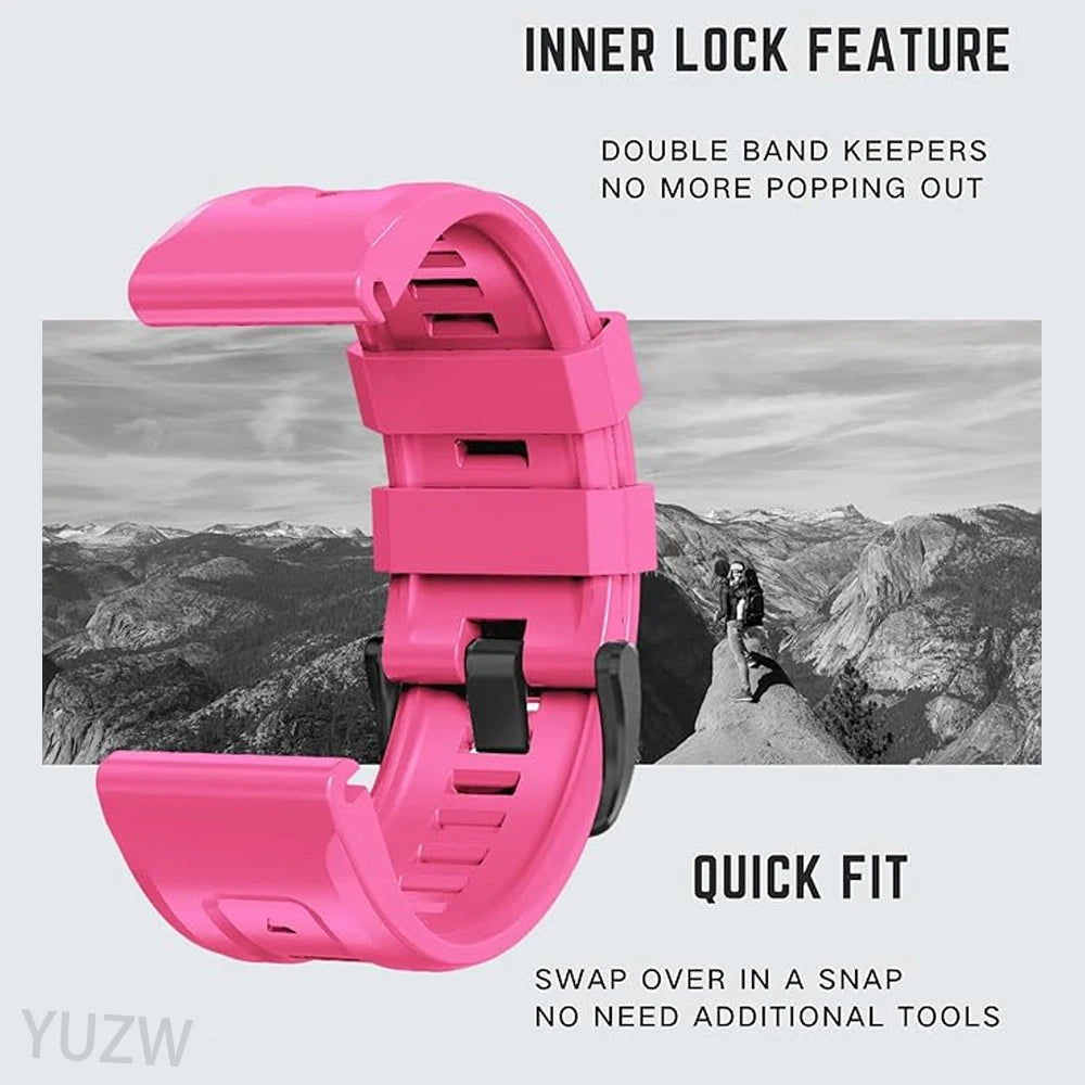 QuickFit 22mm 26mm Silicone Band for Garmin Fenix 8 Tactix Enduro