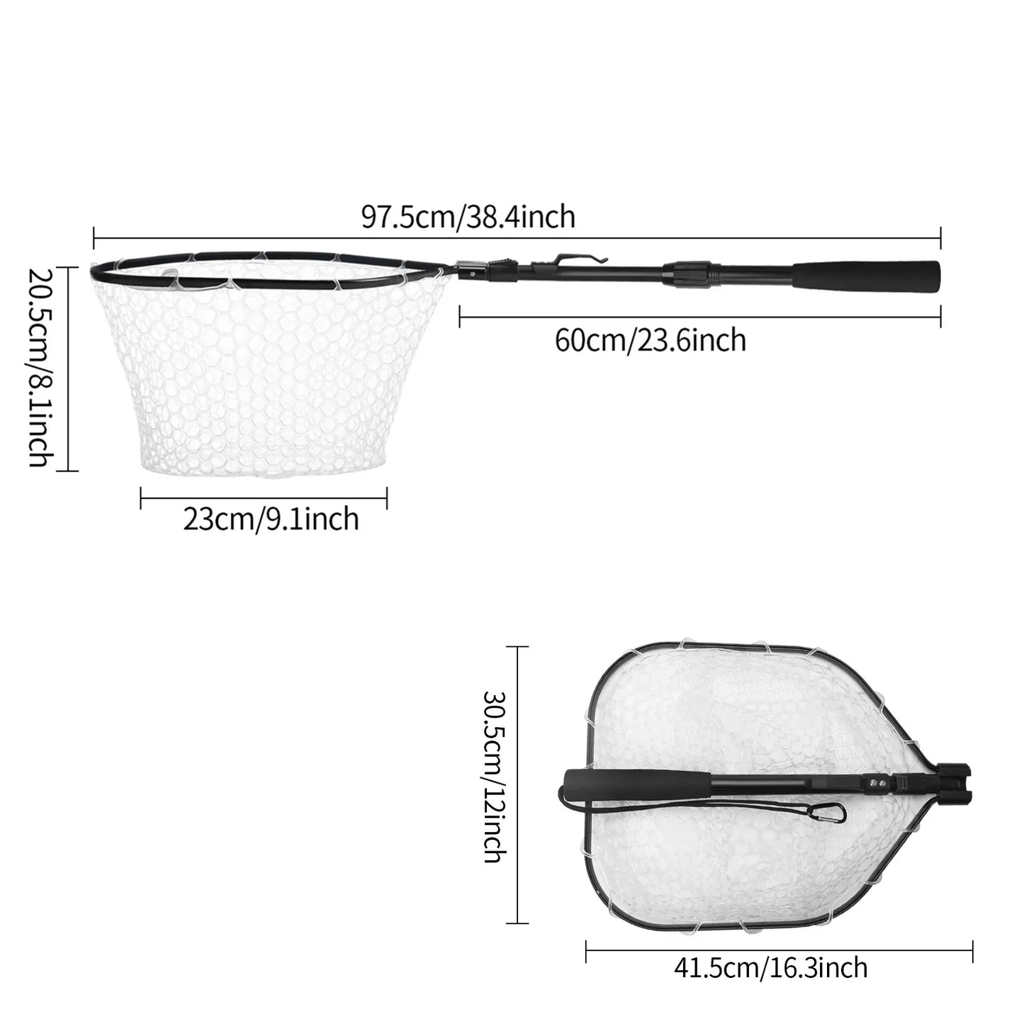 Silicone Mesh Fishing Landing Net | Retractable Handle