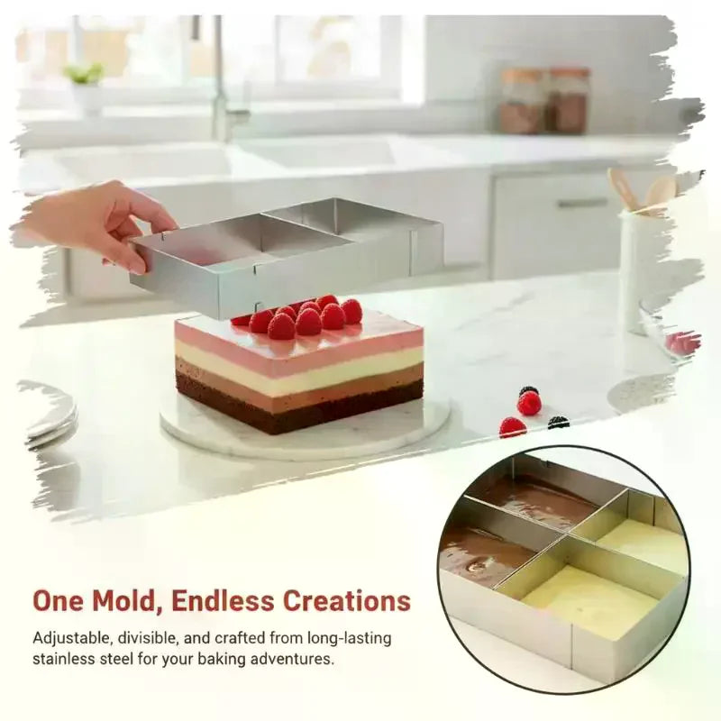 Adjustable Rectangular Cake Mold Ring | Stainless Steel Baking