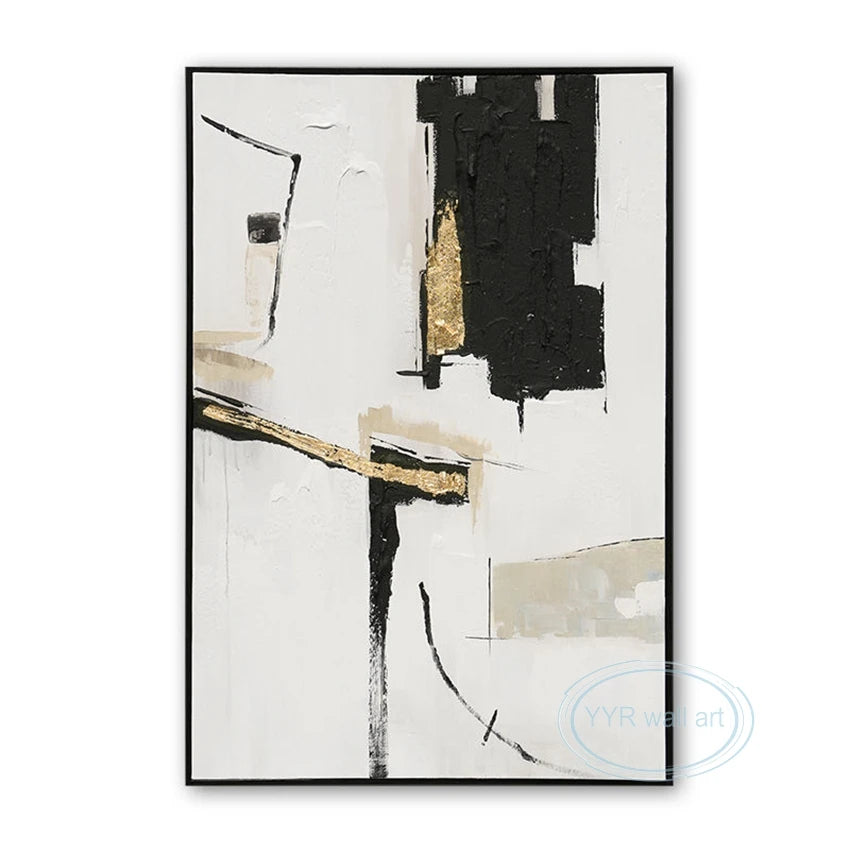 Pure Hand-Painted Abstract Art Oil Painting Nordic Living Room Porch Wall Decoration Mural Light Luxury Gold Foil Poster Custom Peaceful Pleasures Health and Wellness No frame 120cmx240cm