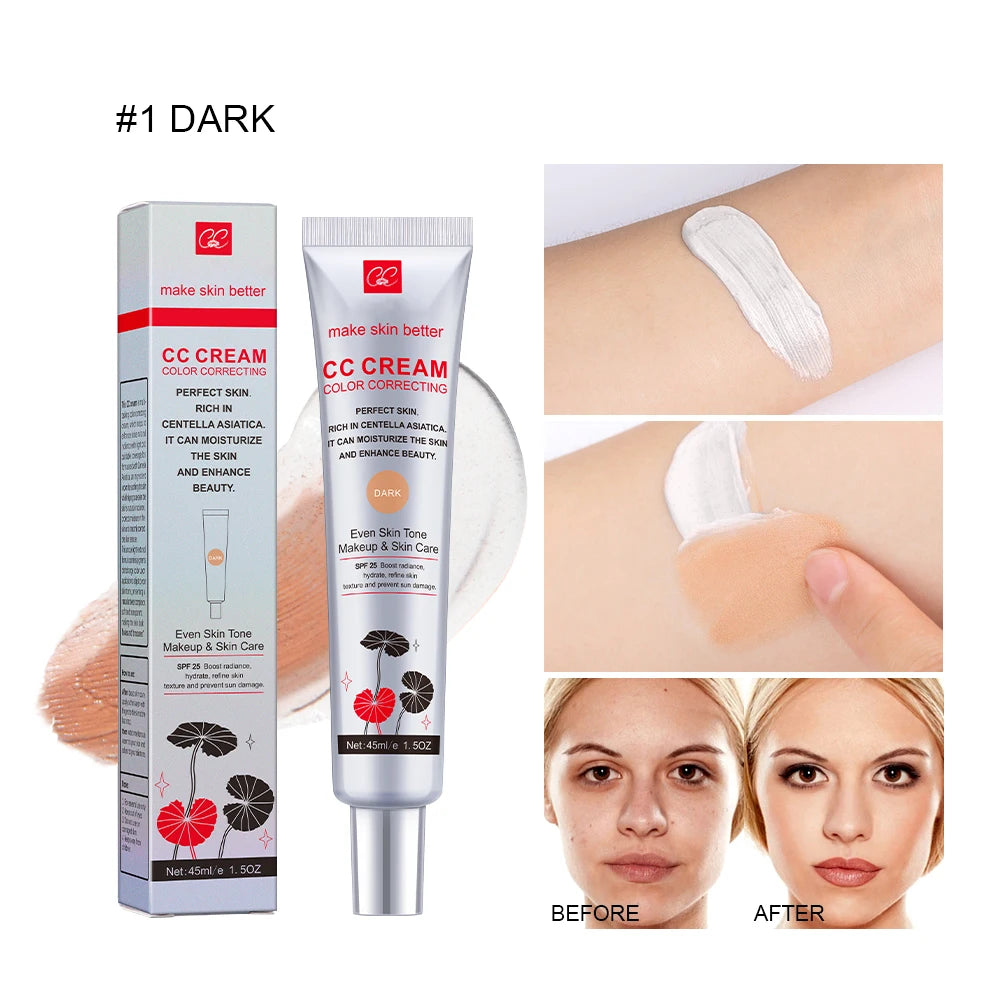 Moisturizing Correcting CC Cream Waterproof Anti-sweat Makeup Before Concealer Lasting Women Makeup Protect Skin erborian Make Peaceful Pleasures Health and Wellness 1dark