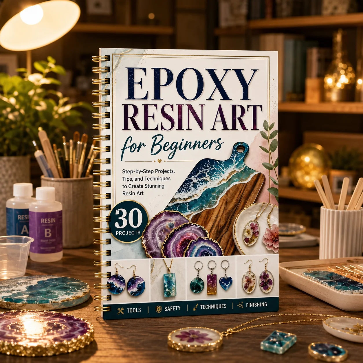Epoxy Resin Art Beginners A5 Spiral DIY Craft Guide 30 Projects