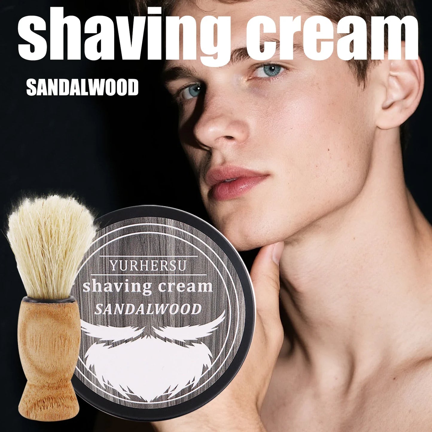 YURHERSU Sandalwood Shaving Soap 80g – Natural Glycerin for Men