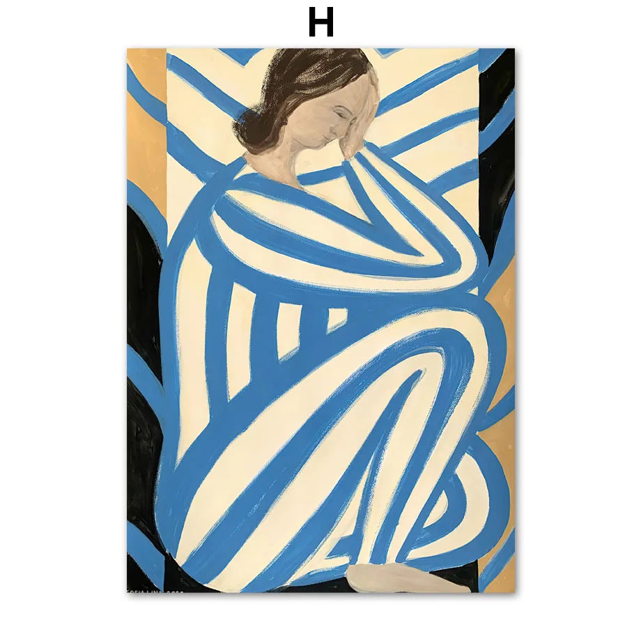 Abstract Girl Flower Vase Canvas Wall Art | Nordic Poster