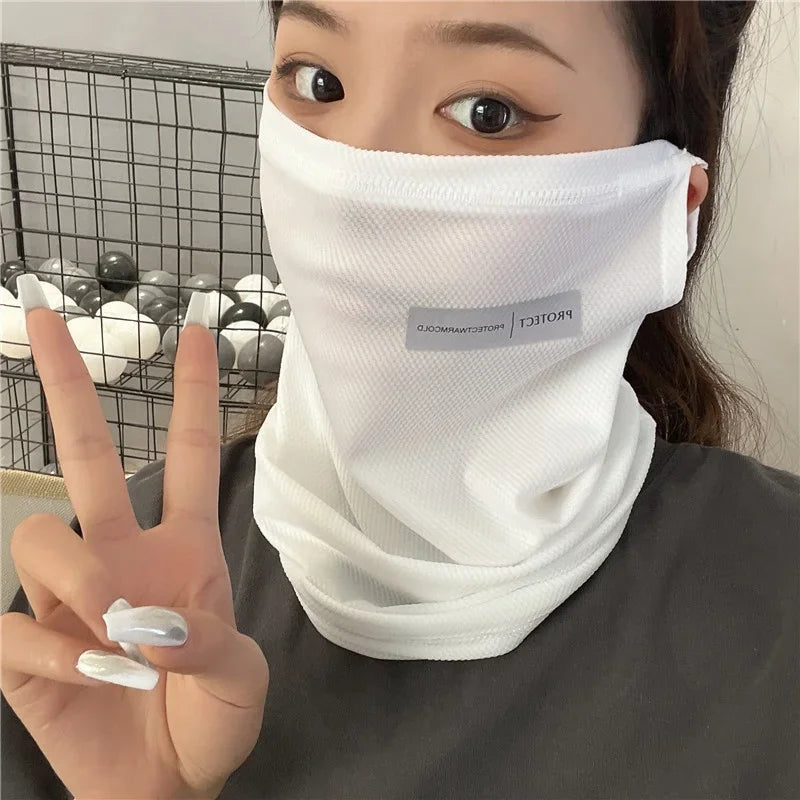 Outdoor UV Protection Ice Silk Mask Sunscreen Face Cover Neck Wrap Unisex Anti-UV Scarf Cycling UV Mask Ear Hanging Neck Scarves Peaceful Pleasures Health and Wellness