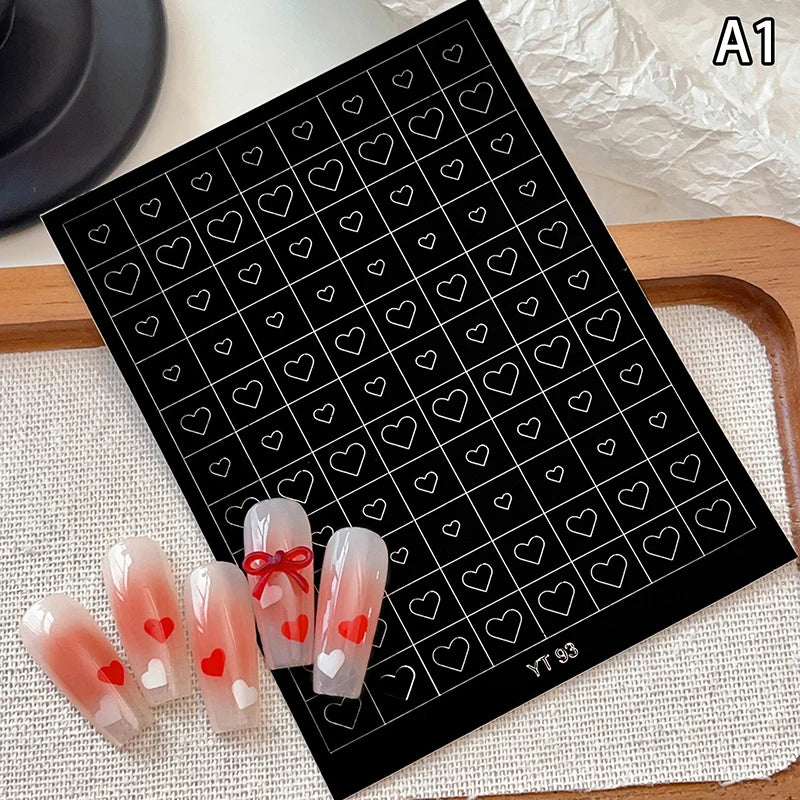 Airbrush Stencil For Nails Heart Bow Stars Pattern Hollow Nail Sticker Templates For French Manicure Tips Nail Design Peaceful Pleasures Health and Wellness A1
