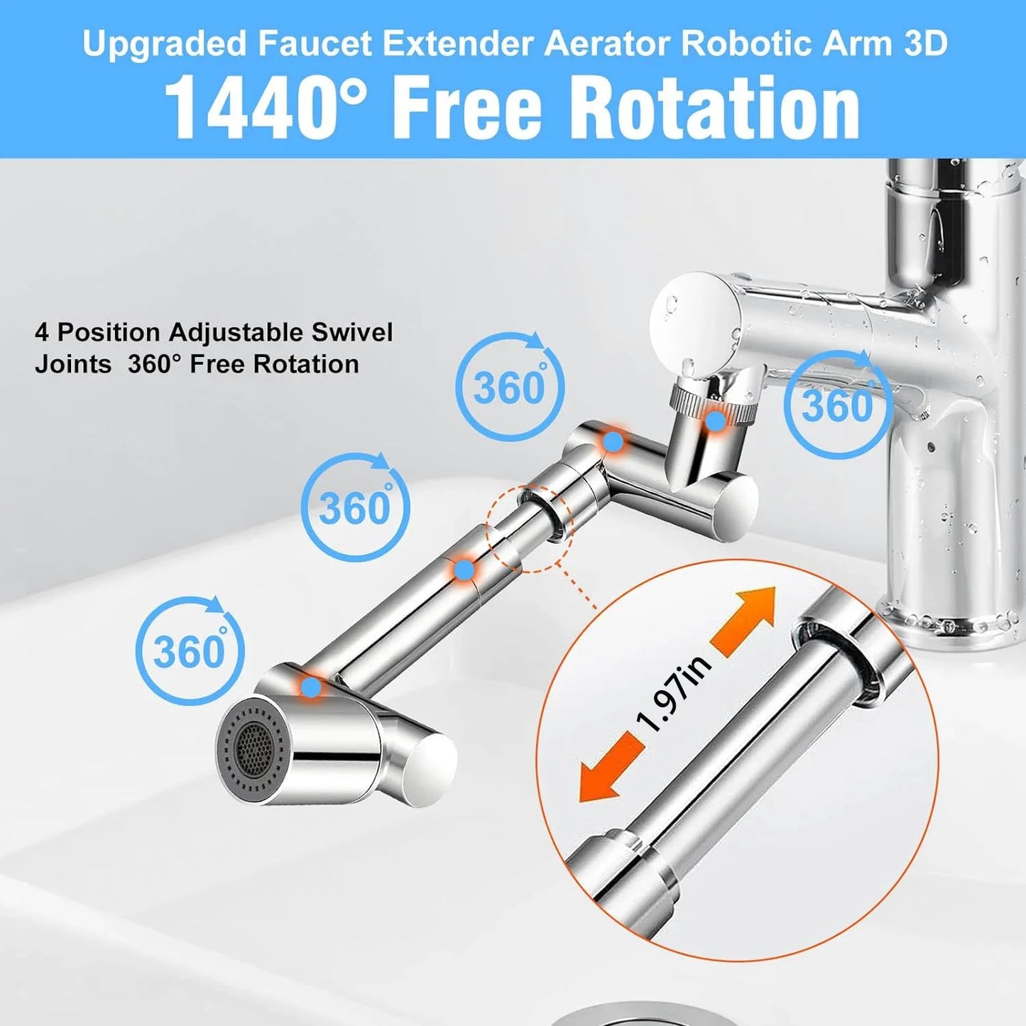 1440° Swivel Robotic Arm Faucet Aerator Kitchen Extender