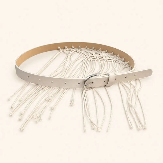 Y2K Boho Tassel Woven Belt | Retro Knit Rope Waistband Women Woven Fashion Belt Peaceful Pleasures Health and Wellness