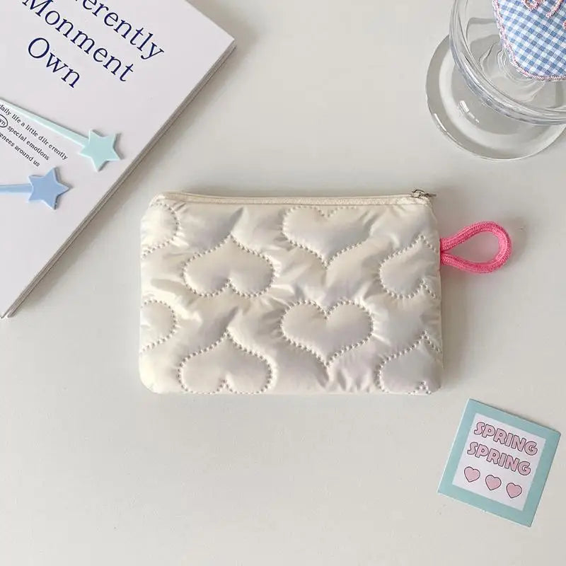Heart Bow Coin Purse Zipper Cosmetic Pouch – Mini Organiser