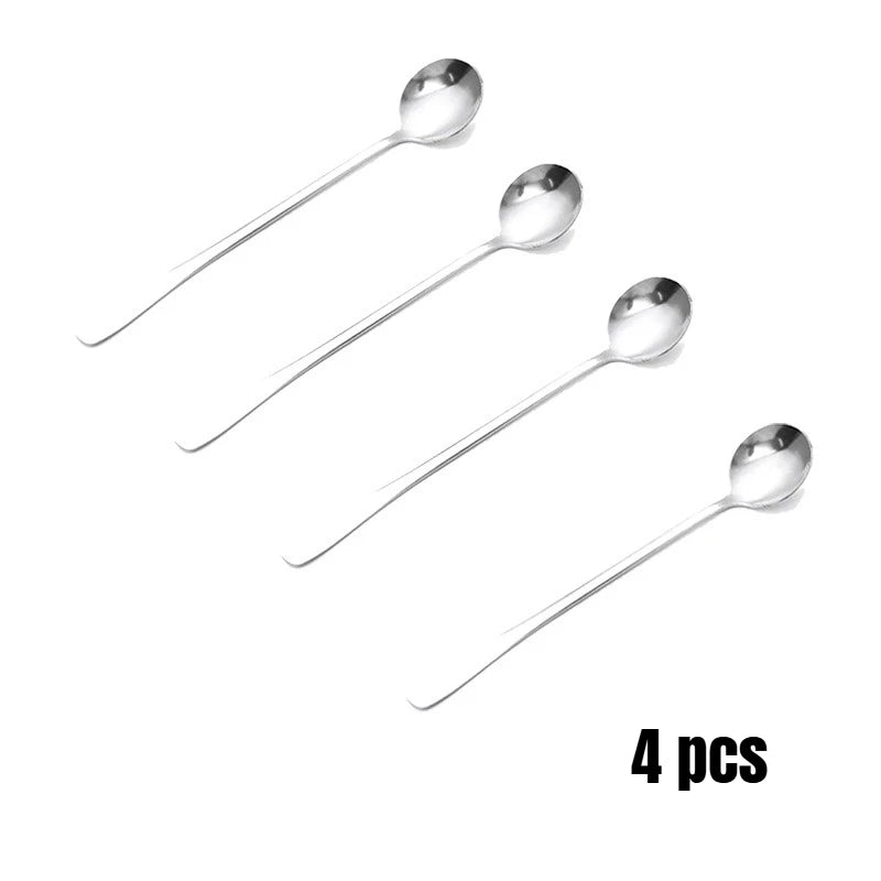 6pcs Stainless Steel Ice Tea Scoop Dessert Spoon Food Grade Ice Cream Candy Tea Spoon Milkshake Coffee Multi-Purpose Spoon Peaceful Pleasures Health and Wellness 4 pcs Round spoon