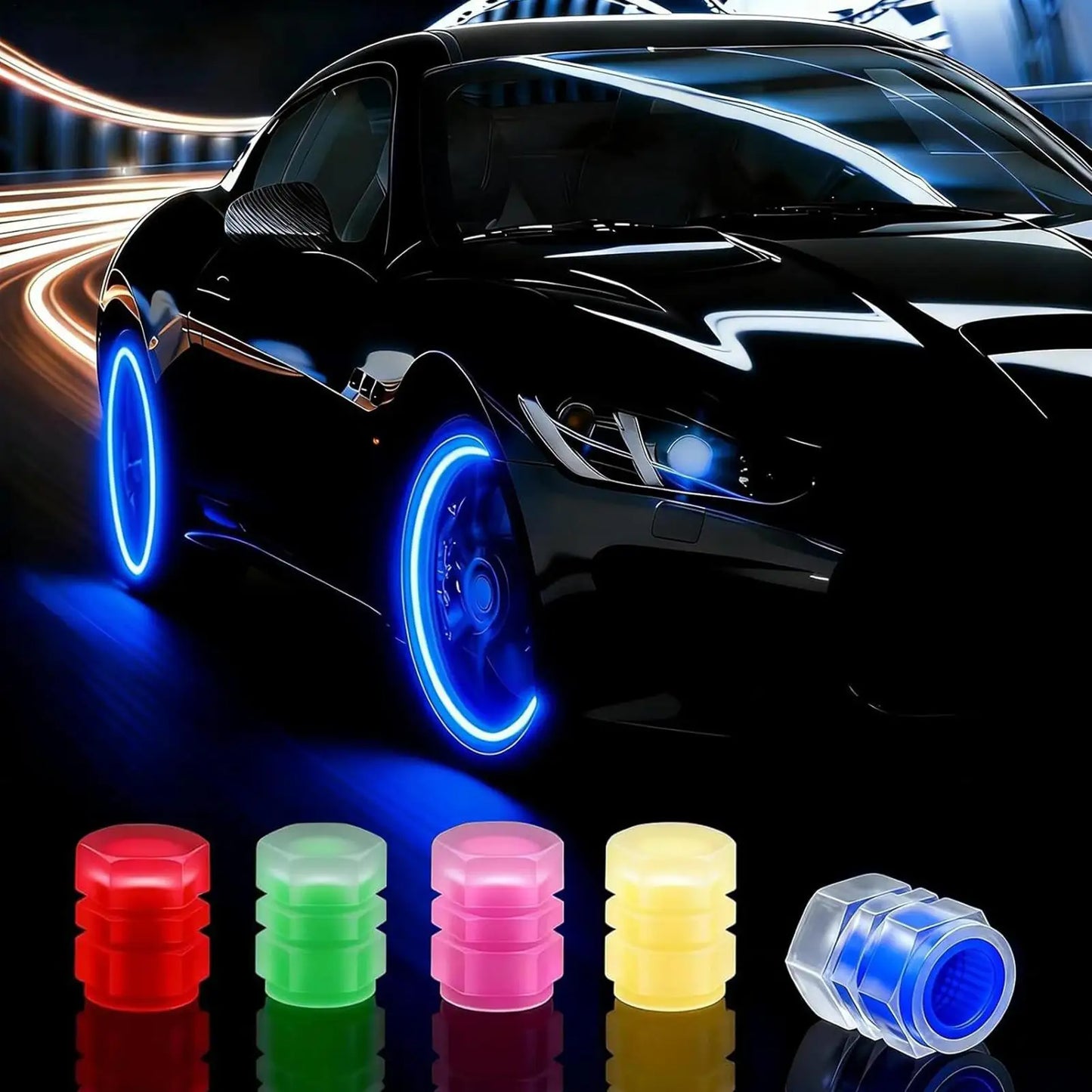 Glow in the Dark Tire Valve Stem Caps – 20 Pack