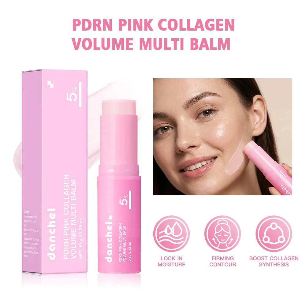 PDRN Pink Collagen Balm Stick Firming Deep Hydration Moisturization Collagen Radiant Portable Stick Plump Eye Neck Lines Peaceful Pleasures Health and Wellness