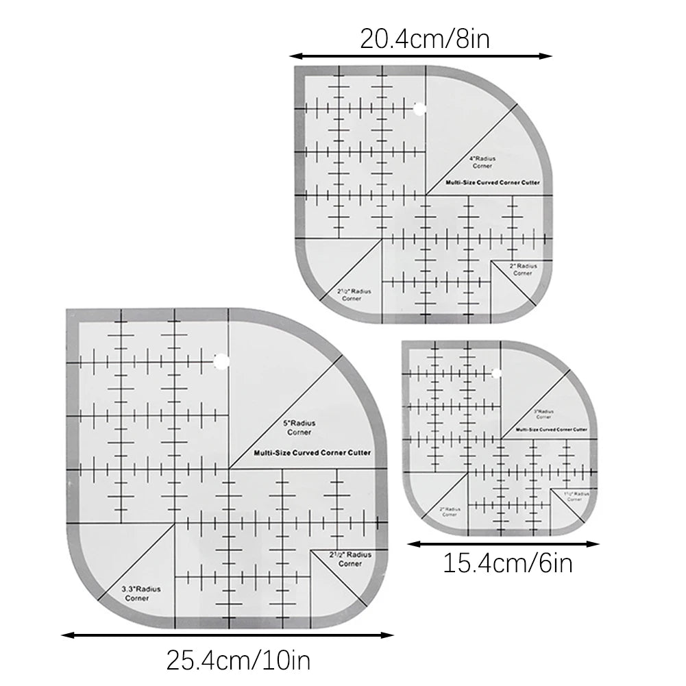 Non Slip Curved Corner Cutter Ruler Acrylic DIY Crafts Patchworks Sewing Template Household Patchworks Tool Sewing Supplies Peaceful Pleasures Health and Wellness