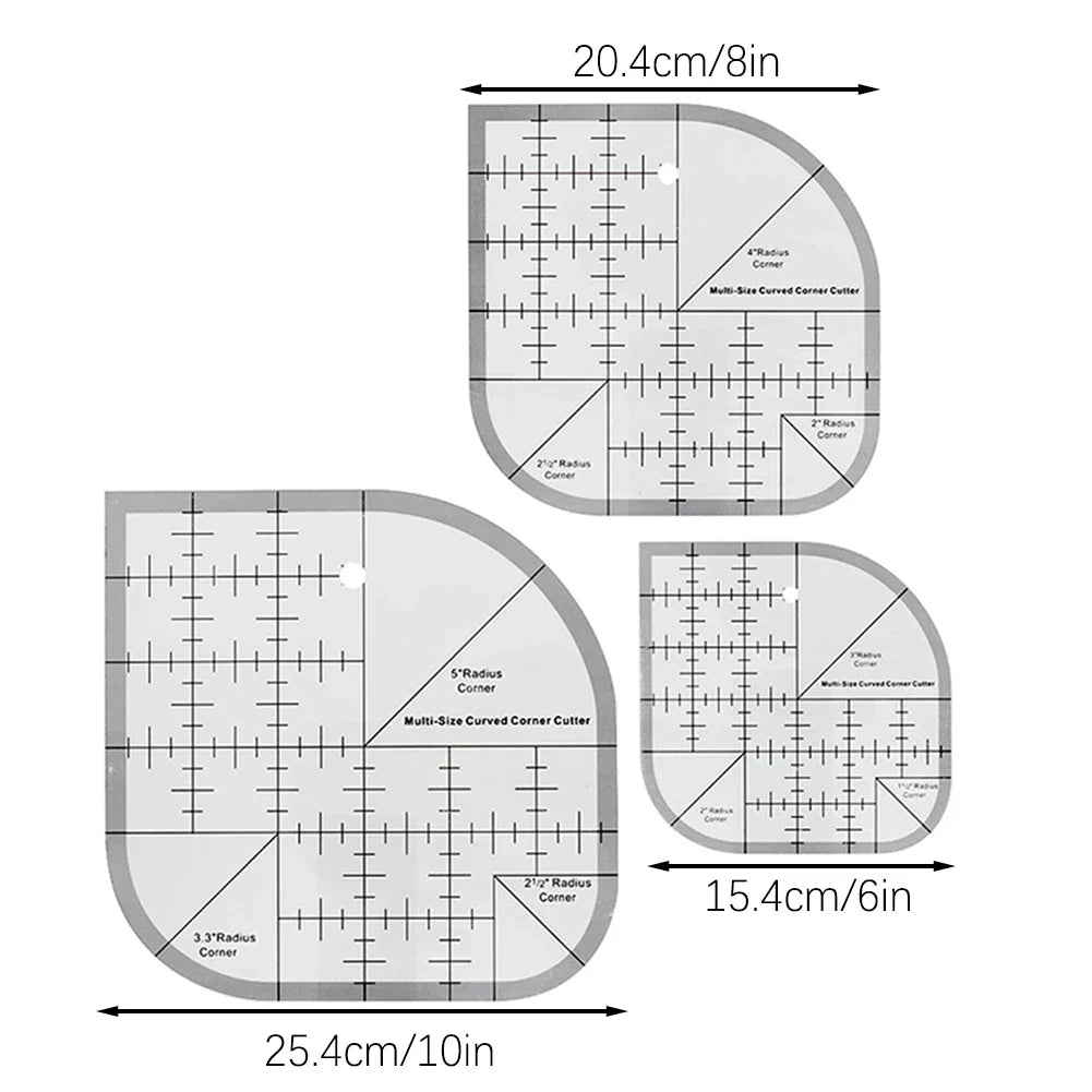 Acrylic Non-Slip Curved Corner Cutter Ruler | Quilting Template