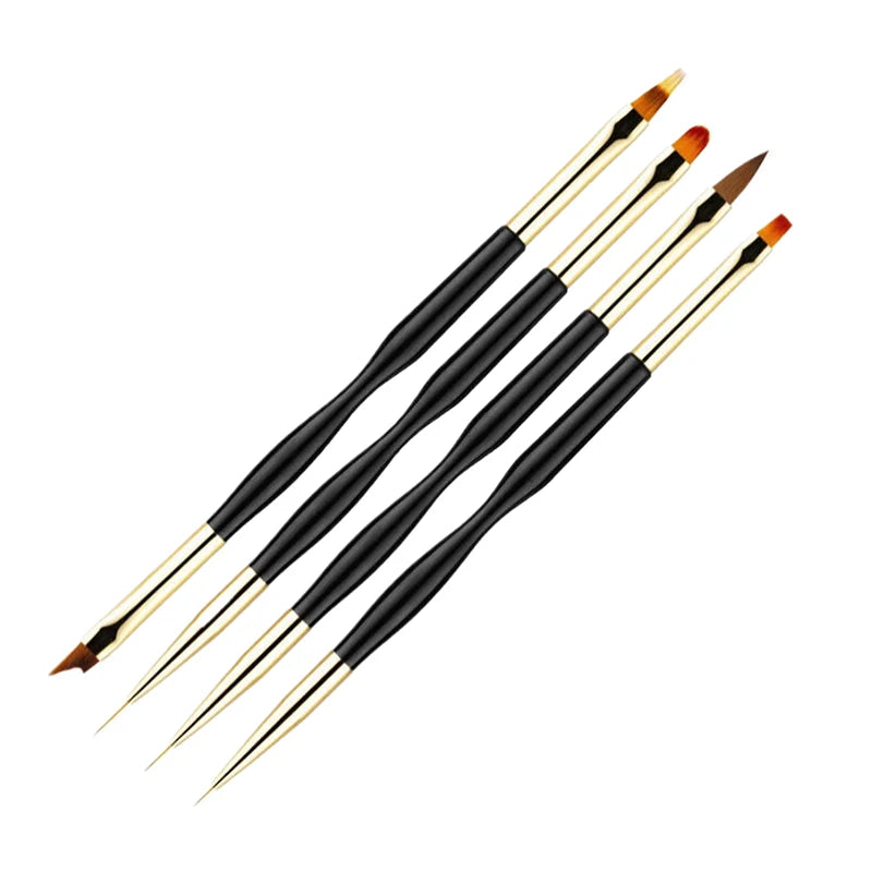 4Pcs Dual-Ended Nail Art Brushes Set Professional Gel Polish Liner Acrylic Nail Brush for Flower Painting Drawing Manicure Tools Peaceful Pleasures Health and Wellness 1set