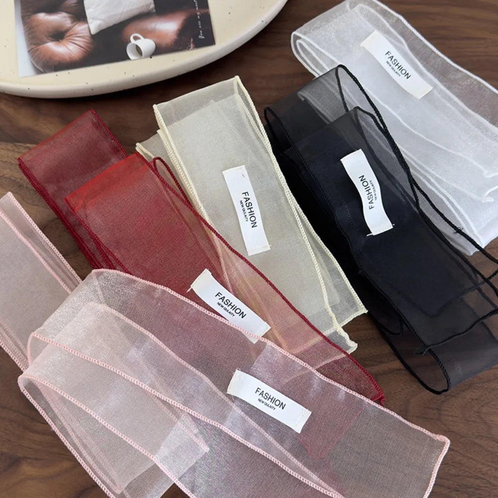 Y2K Organza Silk Scarf – Narrow Headscarf & Beach Wrap