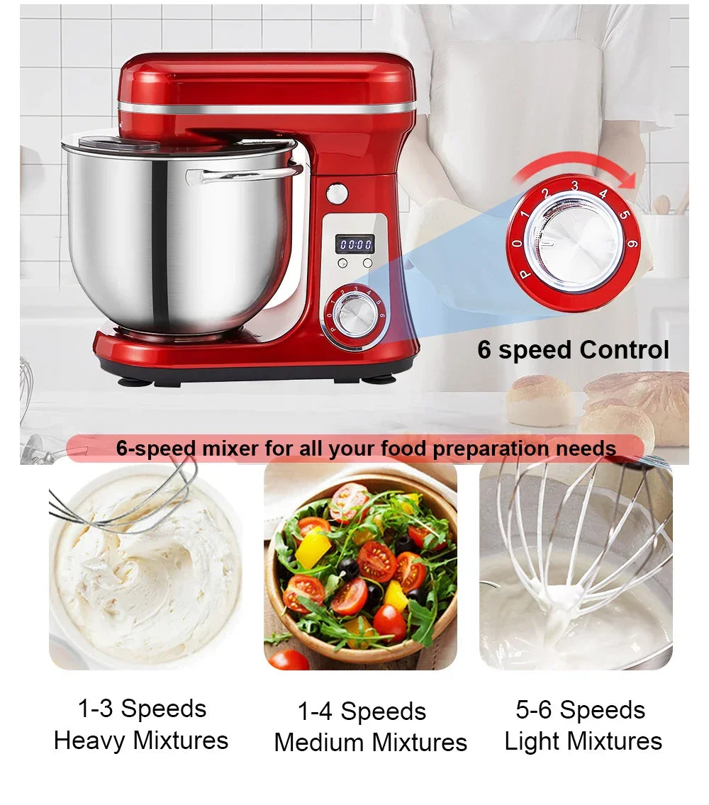 BioloMix Kitchen Food Stand Mixer, Blender, Quiet Motor, Cream Egg Whisk, Whip Dough Kneader, 6-Speed, 1200 W, 6 L, DC Peaceful Pleasures Health and Wellness