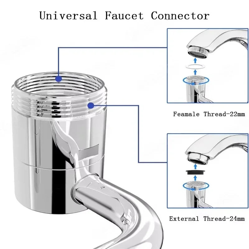 Full 1080° Swivel Kitchen Faucet Extender Universal 22mm/24mm Thread Alloy Faucets Aerator Splashproof Bathroom Sink Accessories Peaceful Pleasures Health and Wellness