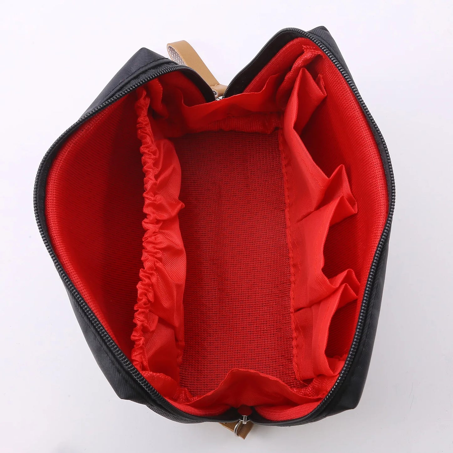Folding Travel Cosmetic Bag for Women Multifunctional Toiletry Wash Pouch Simple Makeup Storage Organizer Beautician Kit Peaceful Pleasures Health and Wellness red inside