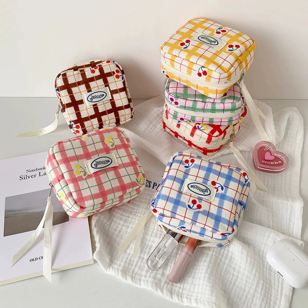 Mini Makeup Bag with Compartments | Cute Zipper Cosmetic Pouch Cosmetic Pouch Peaceful Pleasures Health and Wellness