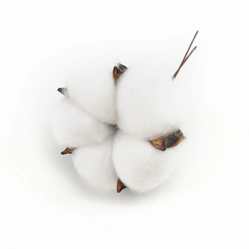 20pcs White Artificial Cotton Flower Heads 6cm | DIY Decor