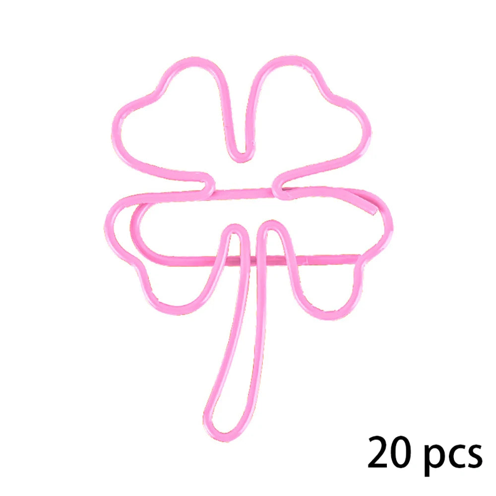 20 Clover Paper Clips Bookmark Macaron Colored Office Data Storage