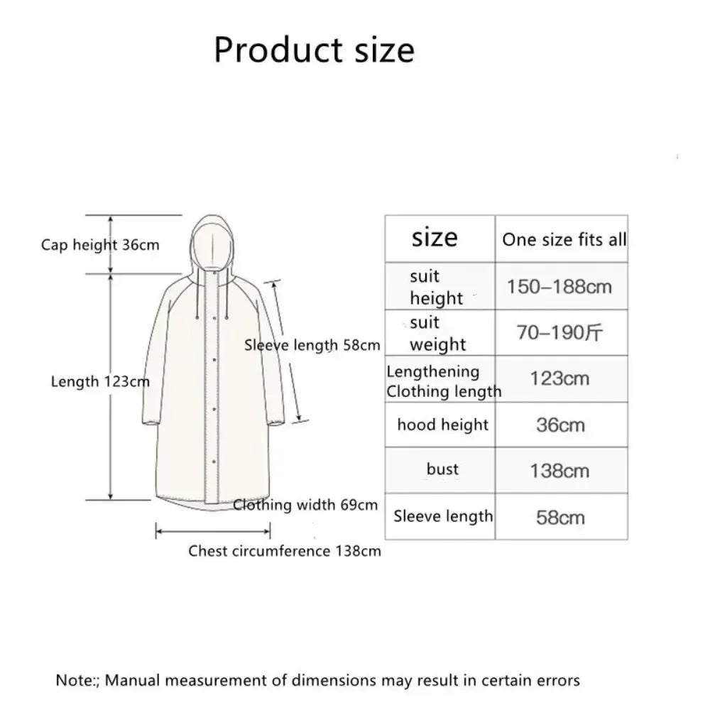 Thickening Portable Raincoat for Hiking Waterproof Transparent Reusable Poncho Outdoor Raincoat Rain Cover for Man & Women Peaceful Pleasures Health and Wellness