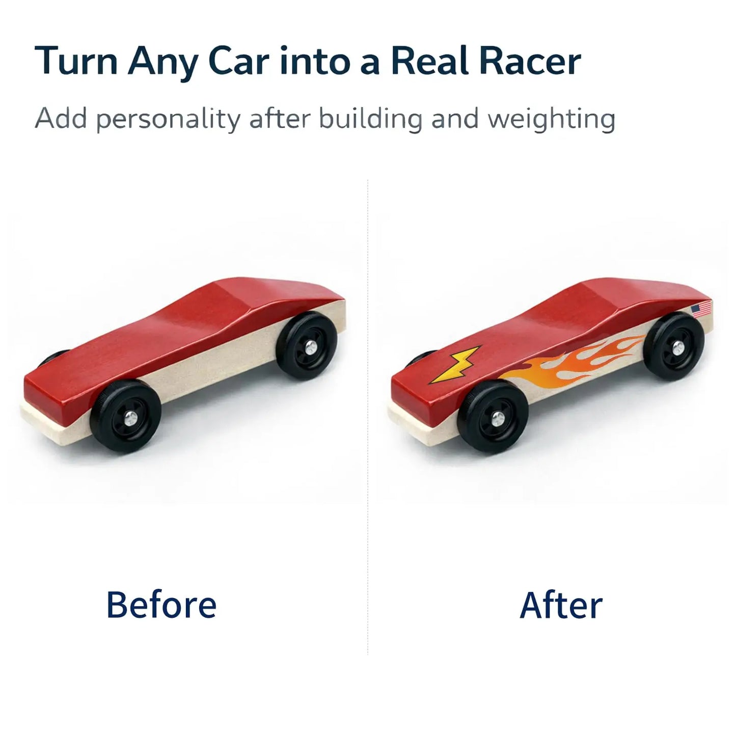 6-Pack Retro Racing Number Stickers | Pinewood Derby Decals