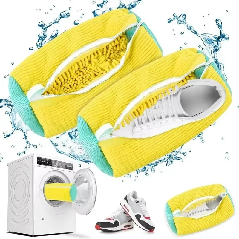 Durable Shoe Washing Machine Bag for All Shoe Types-Yellow with Blue Zipper,Ideal for Sneakers and Casual Shoes,Laundry Wash Bag Peaceful Pleasures Health and Wellness