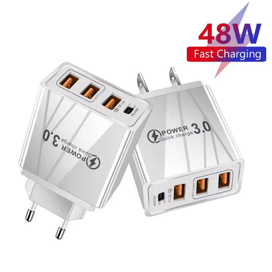 48W Multi-Port USB PD Fast Charger | Quick Charge 3.0 Adapter USB Wall Charger Peaceful Pleasures Health and Wellness