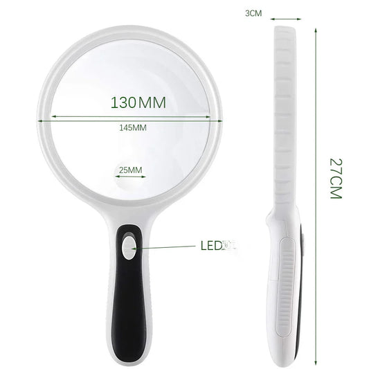 145Mm Magnifier Large Diameter Elderly Reading 4Led Magnifier Handheld Magnifier 10X Peaceful Pleasures Health and Wellness 145mm