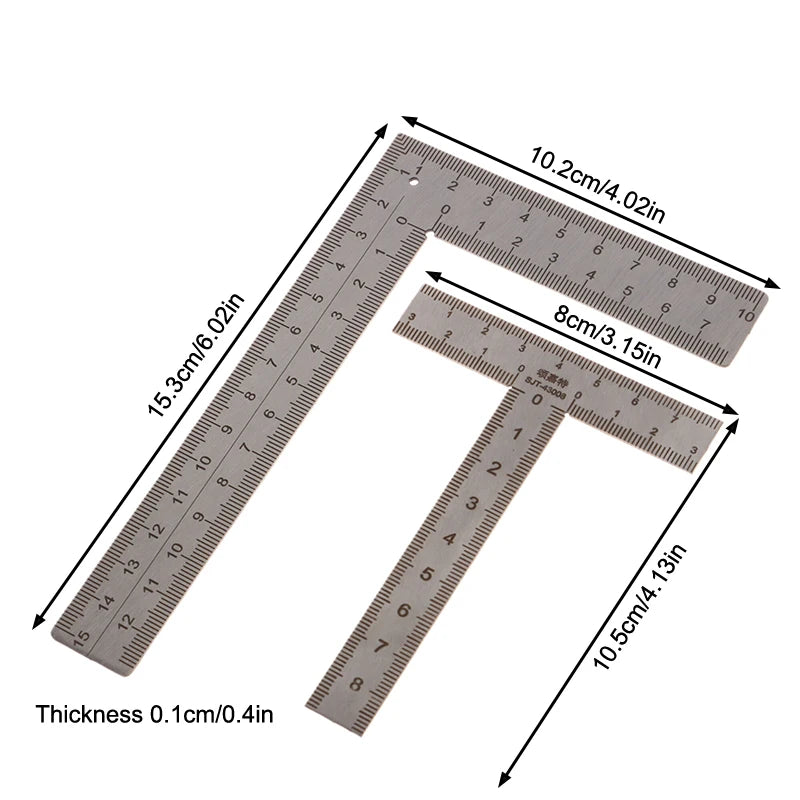 Mini T/L Square Ruler – Stainless Steel 90° Measuring Layout Tool