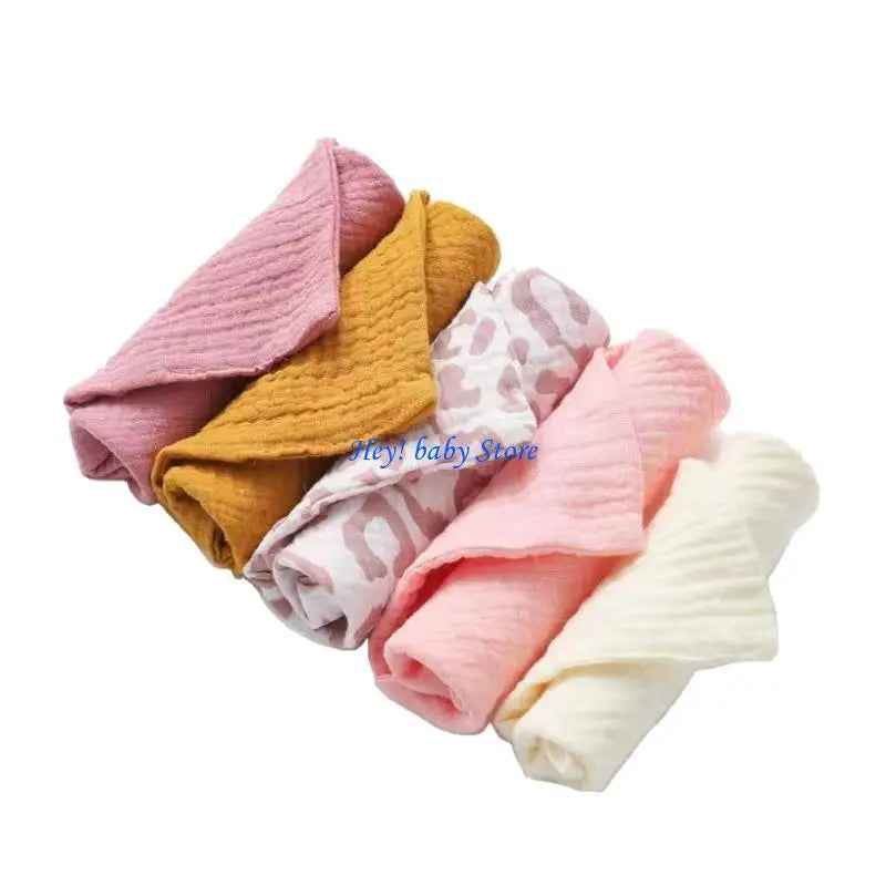 5-Pack Baby Soft Cotton Square Washcloths | Infant Wipes Set